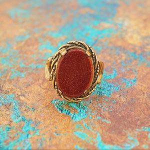 18k Gold Filled Glittery Sunstone Ring (Size 7)